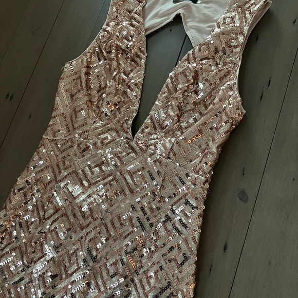 Fashion Nova Rose Gold Sequin Dress - Picture 2 of 7
